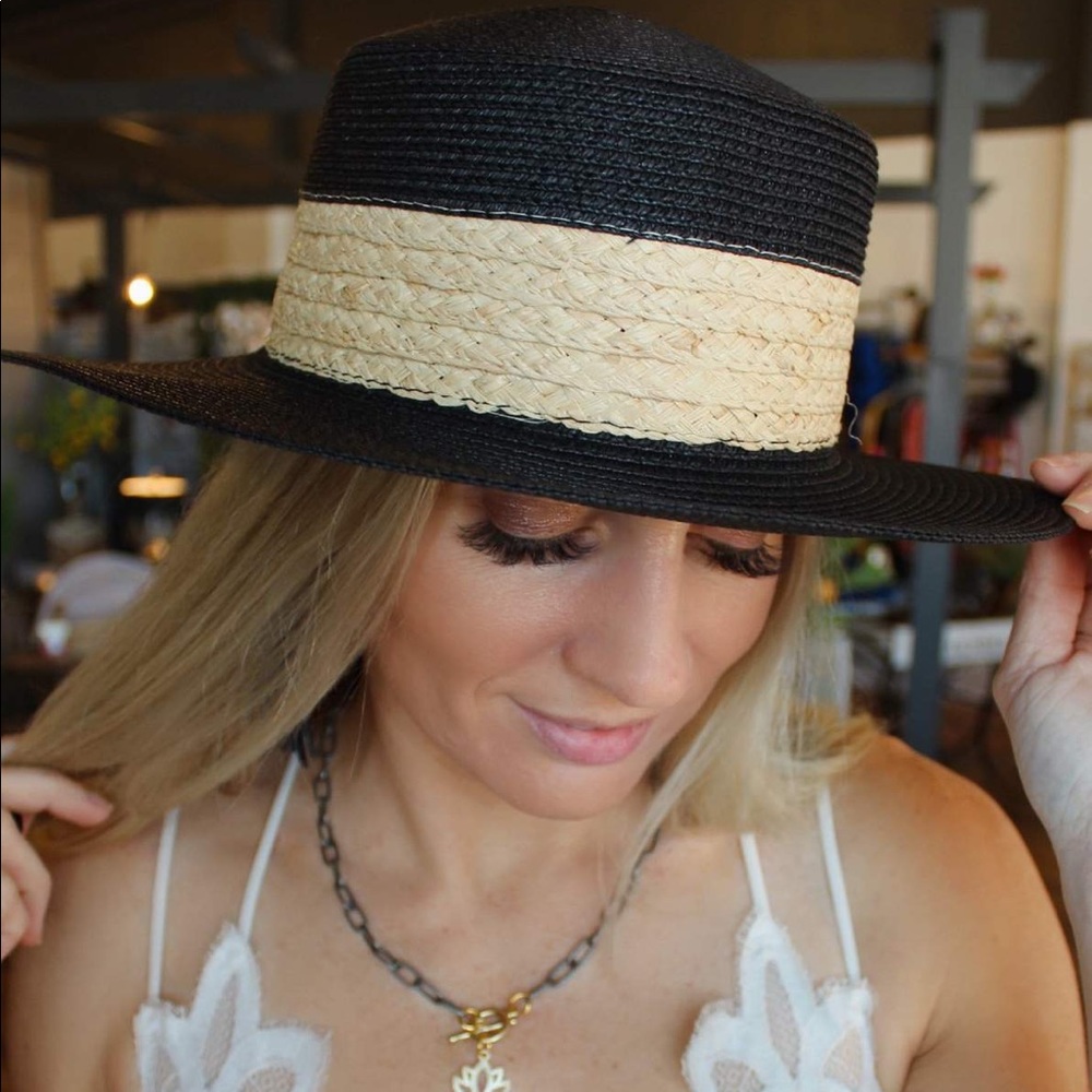 Top Of The Mornin' To Ya Boater Straw Hat-Black - Picture 2 of 4